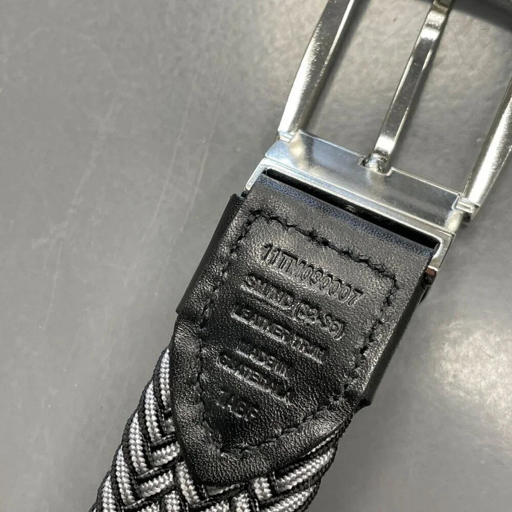 NWOT Tommy Bahama Reversible Men's S/M Braided  Belt Black Gray Leather Trim